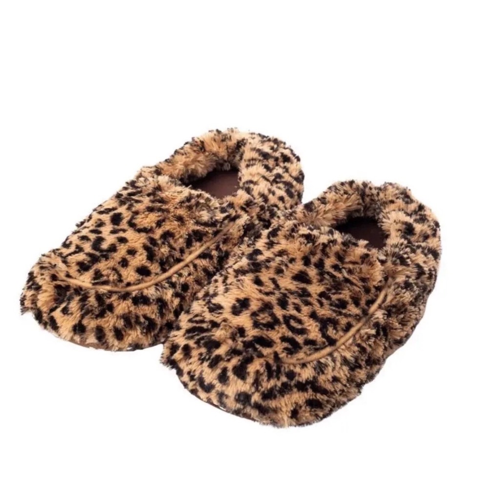 Warmies Microwavable Slippers Leopard Print Lavender Scented One Size 6-10 NEW - Picture 2 of 6